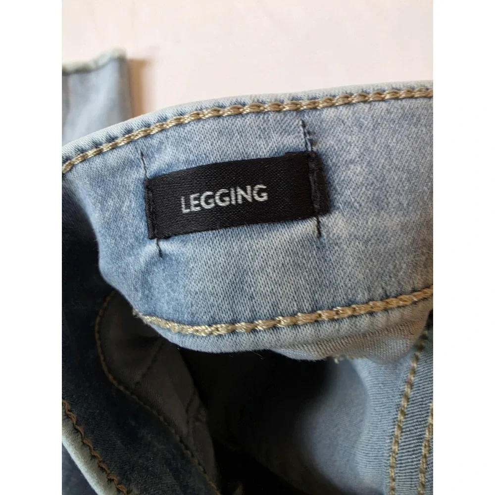Justice Leggings for Girls, Size 10 — Light Blue Denim Style with‎ Distressed